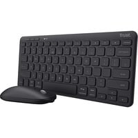 Trust Lyra Multi-Device Wireless Keyboard & Mouse desktopset Zwart, US lay-out (QWERTY), Scissor switches, 65%, 800 - 1.600 dpi, 2,4 GHz USB, Bluetooth