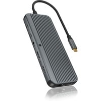ICY BOX IB-DK4060-CPD dockingstation Zwart, HDMI, DisplayPort, LAN, USB-C