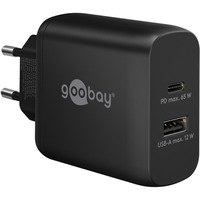 goobay 65W GaN USB-C PD Dual Fast Charger Zwart