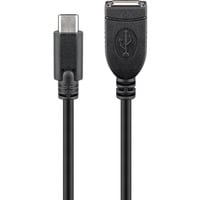 goobay USB-C naar USB-A 2.0 verlengkabel Zwart, 0,2 meter