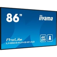 iiyama ProLite LH8654UHS-B1AG 86" 4K Ultra HD Public Display Zwart, VGA, DVI, HDMI, DisplayPort, LAN, USB, Audio, Android 11 