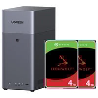 UGREEN DH2300 incl. 2x Seagate IronWolf 4 TB harde schijf nas Grijs, 1GbE, HDMI, USB
