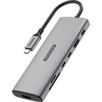 Sitecom 7 in 1 USB-C Power Delivery Multiport Adapter dockingstation Grijs