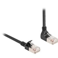 DeLOCK RJ45 Network Cable Cat.6A S/FTP Slim 90° upwards angled / straight 3 m kabel Zwart
