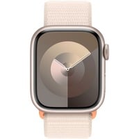 Apple Watch Series 9 smartwatch Sterrenlicht, Aluminium, 41 mm, Geweven sportbandje
