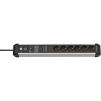 Brennenstuhl Premium-Protect-Line 6-voudig 6-voudige stekkerdoos Zwart/aluminium, 6x stekker, 3 meter