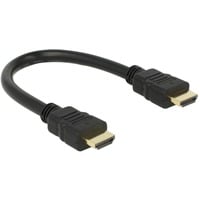 DeLOCK High Speed HDMI-A met Ethernet adapterkabel Zwart, 25 centimeter, 4K