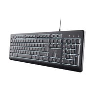 Trust Primo Verlicht Toetsenbord Bedraad  Zwart, US lay-out (QWERTY), 100%, Stille Toetsen | Morsbestendig