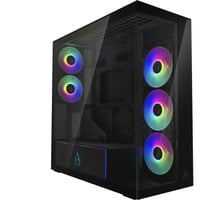 ARCTIC Xtender VG (Mirror Black) midi tower behuizing Zwart | 2x USB-A | 1x USB-C | RGB | Tempered Glass