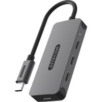 Sitecom USB-C naar 4x USB-C 10 Gbps Power Delivery Hub usb-hub Grijs