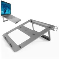 ACT Connectivity Laptopstandaard met afneembaar USB-C docking station Aluminium/grijs