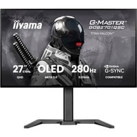 iiyama G-Master Titan Falcon GOB2701QSC-B1 27" gaming monitor Zwart, 2x HDMI 2.1, 1x DisplayPort 1.4, USB-C, Audio, 280 Hz