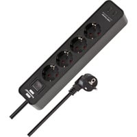 Brennenstuhl Ecolor 4-voudige stekkerdoos met 2 USB-laadaansluitingen Zwart, 4x stekker, 2x USB-C, 2x USB-C