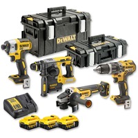 DEWALT 18V XR 4-Delige voordeelset DCK422P3-QW gereedschapsset Geel/zwart, 4x Accu gereedschap, 3× 5.0Ah accu’s en lader, 2x koffer