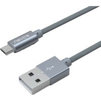 Nevox USB 2.0-kabel, USB-A > Micro-USB Zilver, 1 meter, gesleeved
