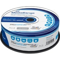 MediaRange BD-R 25 GB blu-ray media 4x, 25 stuks, bedrukbaar, Retail