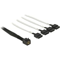 DeLOCK Mini SAS HD SFF-8643 naar 4x SATA 7-Pin kabel Zwart, 0,5 meter