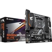 GIGABYTE B550M AORUS ELITE socket AM4 moederbord Zwart/grijs, RAID, Gb-LAN, Sound, µATX