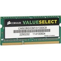 Corsair ValueSelect 8 GB DDR3-1333 laptopgeheugen CMSO8GX3M1A1333C9, ValueSelect, Lite retail