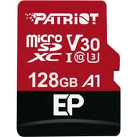 Patriot EP Series microSDXC 128 GB geheugenkaart Zwart/rood, UHS-I U3, Class 10, V30, A1, Incl. SD Adapter