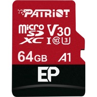 Patriot EP Series microSDXC 64 GB geheugenkaart Zwart/rood, UHS-I U3, Class 10, V30, A1, incl. SD-Adapter