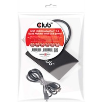 Club 3D Multi Stream Transport Hub DisplayPort 1.2 Quad Monitor USB Powered adapter Zwart