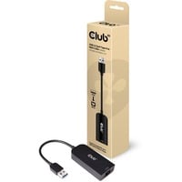 Club 3D USB-A 3.2 Gen 1 naar RJ-45 2.5Gbps adapter Zwart, 0,16 meter