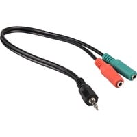 goobay 3.5 mm jack 4-polig (male) naar 2x 3.5 mm jack 3-polig (female) adpaterkabel adapter 0,3 meter