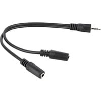 goobay Stereo-adapterkabel 3,5-mm > 2x 3,5 mm Zwart, 0,2 meter, Stereo