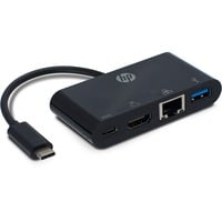 HP USB Type C > HDMI + Ethermet + USB 3.0 Hub usb-hub Zwart