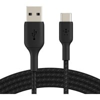 Belkin BOOSTCHARGE gevlochten USB-C naar USB-A kabel Zwart, 3 meter