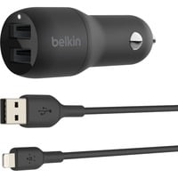 Belkin Boost Charge 2-poorts USB-A-autolader met USB-A Lightning kabel Zwart, 24W