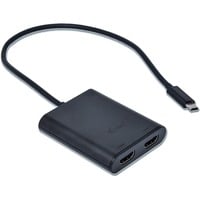 i-tec USB-C 3.2 Gen 2 naar 2x HDMI adapter Zwart, 0,3 meter, 4K