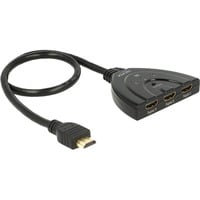 DeLOCK 3x HDMI naar 1x HDMI switch Zwart, 50 centimeter, 4K