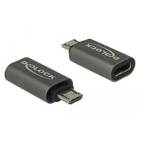 DeLOCK Adapter USB 2.0 Micro-B male to USB Type-C 2.0 female antraciet