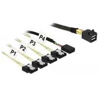 DeLOCK Interne MiniSAS-HD SFF-8643 naar 4x 7-pin SATA adapterkabel Zwart, 1 meter, met Sideband