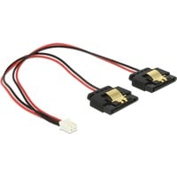 DeLOCK Power 2-pin female > 2 x SATA 15-pin splitterkabel Zwart/rood, 0,2 meter