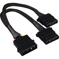Sharkoon 5,25" 4-pin (male) naar 5,25" 4-pin (female) Y-stroomsplitterkabel Zwart, 15 centimeter