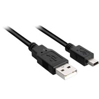 Sharkoon USB-A 2.0 > Mini USB-B kabel Zwart, 1 meter, Dubbele afscherming