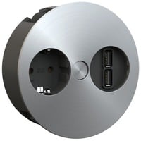 Bachmann TWIST 2S - 1x stopcontact EU, 2x USB-A wandcontactdoos Roestvrij staal