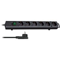 Brennenstuhl Comfort-Line Plus, 6-voudige stekkerdoos stekkerdoos Zwart, met platte stekker, 2m H05VV-F 3G1.5