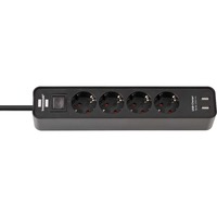 Brennenstuhl Ecolor stekkerdoos 4-voudig + 2x USB Zwart