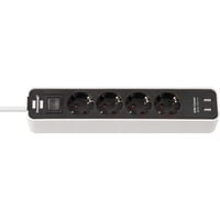 Brennenstuhl Ecolor stekkerdoos 4-voudig + 2x USB stekkerdoos Wit/zwart