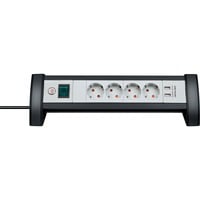 Brennenstuhl Premium Office-Line stekkerdoos 4-voudig + 2x USB Zwart/lichtgrijs, 1,8 meter