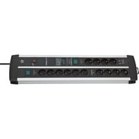 Brennenstuhl Premium-Protect-Line 120.000A Duo stekkerdoos 14-voudig met overspanningsbeveiliging en USB stekkerdoos Zwart/zilver, 2x USB, 3 meter
