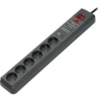 Brennenstuhl Secure-Tec 19500A +surge protection 6x stekkerdoos Antraciet, 1159540376, voor 6 stekkers