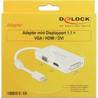 DeLOCK Adapter Mini DisplayPoort naar VGA/HDMI/DVI Wit, 62630, 0,16 meter