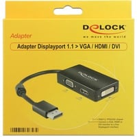 DeLOCK DisplayPort > VGA/HDMI/DVI adapter Zwart