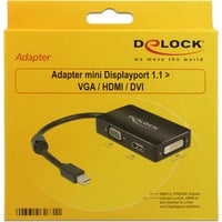 DeLOCK Mini DisplayPort naar VGA/HDMI/DVI adapter Zwart