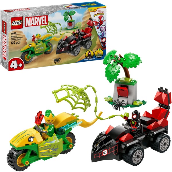Marvel - Spin en Electro achtervolging met dinosaurusvoertuigen Constructiespeelgoed